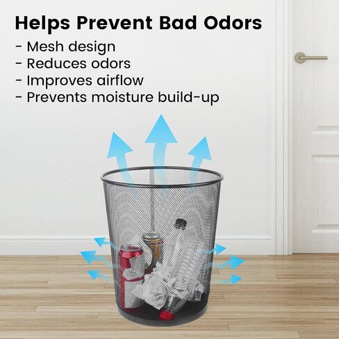 6.5 Gal Trash Can for Home and Office - Rust-Resistant Mesh Waste Basket, Round Ventilated Trash Can with Open Top, No Odor - Garbage Bin for Under Desk, Bedroom - 11.6" x 11.6" x 13.4" - 2 Pack in Kuwait