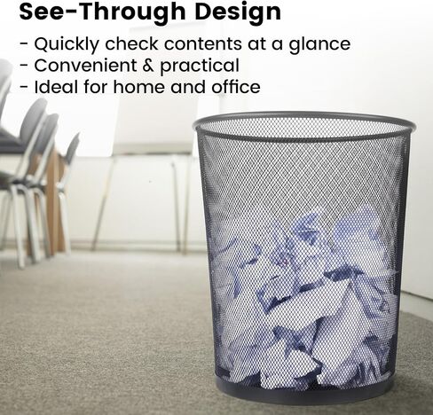6.5 Gal Trash Can for Home and Office - Rust-Resistant Mesh Waste Basket, Round Ventilated Trash Can with Open Top, No Odor - Garbage Bin for Under Desk, Bedroom - 11.6" x 11.6" x 13.4" - 2 Pack in Kuwait
