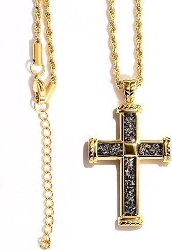 TGNEL Lapis Lazuli Cross Pendant Necklace for Men, Fashion Stainless Steel Mens Cross Necklace 24 Inches in Saudi Arabia