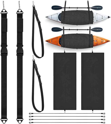 2 Pack Kayak Cockpit Cover with 4 Kayak Wall Mount Storage Straps Set 60 x 29 Inch 600d Seal Cockpit Drape Waterproof UV Resistant Black Cover Indoor Outdoor Paddle Canoe Surfboard Storage in Saudi Arabia