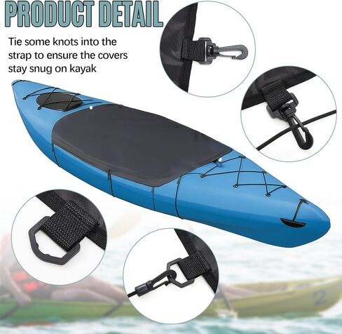 2 Pack Kayak Cockpit Cover with 4 Kayak Wall Mount Storage Straps Set 60 x 29 Inch 600d Seal Cockpit Drape Waterproof UV Resistant Black Cover Indoor Outdoor Paddle Canoe Surfboard Storage in Saudi Arabia