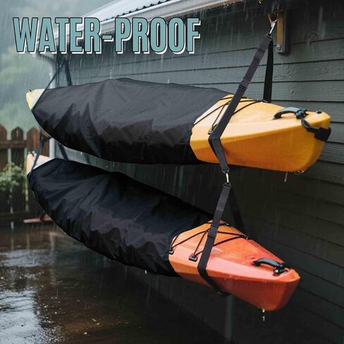 2 Pack Kayak Cockpit Cover with 4 Kayak Wall Mount Storage Straps Set 60 x 29 Inch 600d Seal Cockpit Drape Waterproof UV Resistant Black Cover Indoor Outdoor Paddle Canoe Surfboard Storage in Saudi Arabia