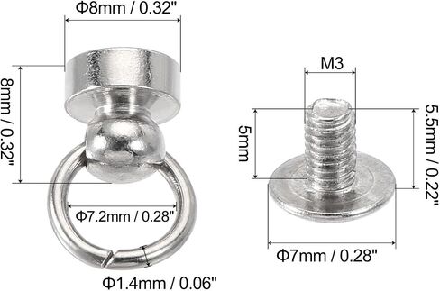 #Uus 20pcs اسحب الأزرار Ring Rivets Round Round 8x8mm for Diy Brass Silver Tone in Saudi Arabia
