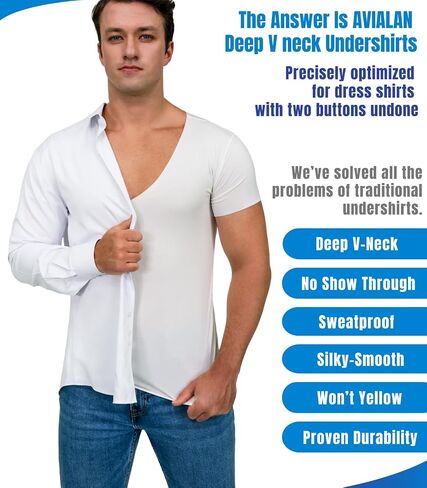 AVIALAN Invisible Seamless V-Neck Undershirt for Men Off White in Saudi Arabia