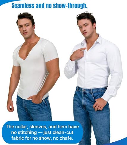 AVIALAN Invisible Seamless V-Neck Undershirt for Men Off White in Saudi Arabia