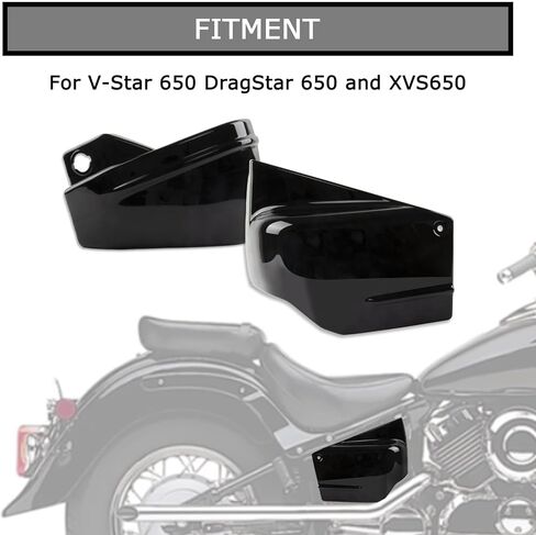 دراجة نارية يمين البطارية والبطارية اليمنى تغطي اللوحة الجانبية لـ V-Star 650 DragStar 650 XVS650 و XVS650A كلاسيكيين مخصصين (أسود) in Saudi Arabia