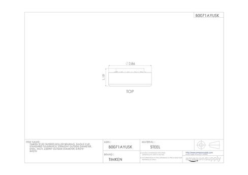 Timken 3120 محمل أسطوانة مدبب ، كوب واحد ، التسامح القياسي ، قطره مباشرة خارج ، الصلب ، بوصة ، 2.8590 "خارج القطر ، 0.9375" عرض in Kuwait
