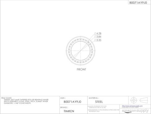 Timken JM716649 مدبب الأسطوانة تحمل مجموعة السباق الداخلية ، الصلب ، بوصة ، 3.3465 "القطر الداخلي ، 1.142" عرض مخروط in Saudi Arabia