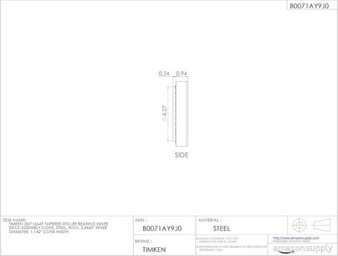 Timken JM716649 مدبب الأسطوانة تحمل مجموعة السباق الداخلية ، الصلب ، بوصة ، 3.3465 "القطر الداخلي ، 1.142" عرض مخروط in Saudi Arabia