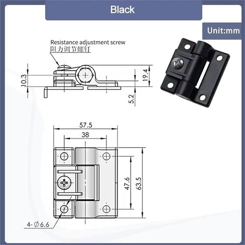 عزم الدوران القابل للتعديل عزم الدوران المفصلي من النايلون البلاستيكي 1pcs (أسود) in Kuwait