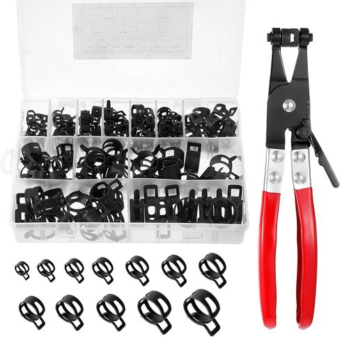 121pcs 7-22mm خرطوم الربيع مجموعات تشكيلة تشويش مع قطب النطاق المسطح فرقة خرطوم الوقود المخلوط ، السيليكون فراغ خرطوم أنابيب مشبك انخفاض ضغط الهواء مشبك المشبك حدوث مشبك الأكمام (أسود) in Saudi Arabia