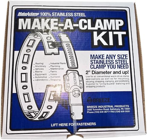 Generic Beze Make-A-Clamp Kit 4002 ، نظام مشبك خرطوم الفولاذ المقاوم للصدأ. تحتوي المجموعة على شريط 50 قدم ، 10 السحابات و 5 روابط. in Kuwait