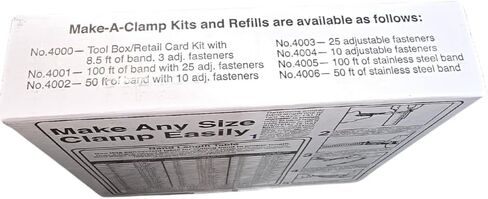 Generic Beze Make-A-Clamp Kit 4002 ، نظام مشبك خرطوم الفولاذ المقاوم للصدأ. تحتوي المجموعة على شريط 50 قدم ، 10 السحابات و 5 روابط. in Kuwait
