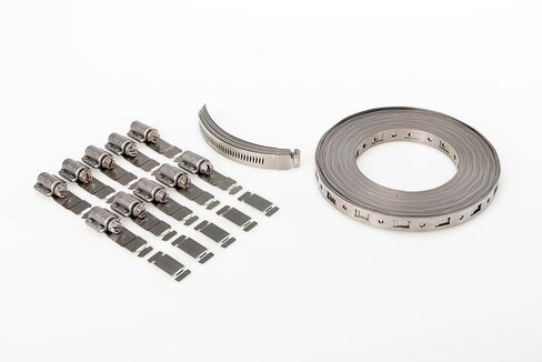 Generic Beze Make-A-Clamp Kit 4002 ، نظام مشبك خرطوم الفولاذ المقاوم للصدأ. تحتوي المجموعة على شريط 50 قدم ، 10 السحابات و 5 روابط. in Kuwait