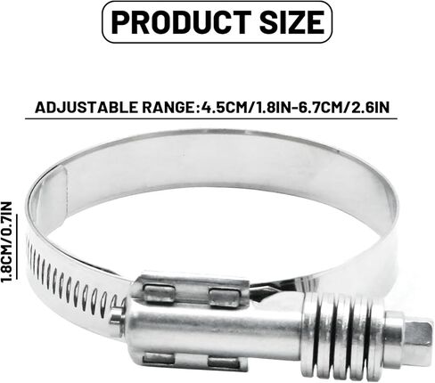 4 Pack Heavy Duty Worm Hose Clamps, 304 Stainless Steel Worm Gear Hose Clamps, Adjustable 57-79 Mm Worm Gear Drive Hose Clamps for Plumbing, Water Pipe in Kuwait