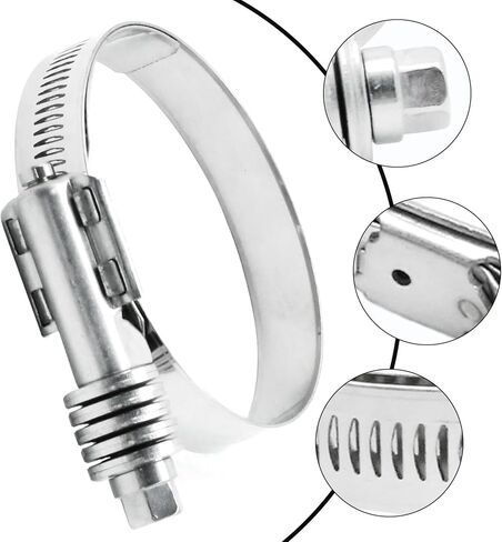 4 Pack Heavy Duty Worm Hose Clamps, 304 Stainless Steel Worm Gear Hose Clamps, Adjustable 57-79 Mm Worm Gear Drive Hose Clamps for Plumbing, Water Pipe in Kuwait