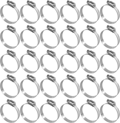 201 Stainless Steel Hose Clamp Assortment Kit, 30PCS Adjustable 1/4''- 1-1/2'' (21-38mm) Worm Gear Metal Fuel Line Clamp for Plumbing, Automotive And Mechanical Applications in Kuwait