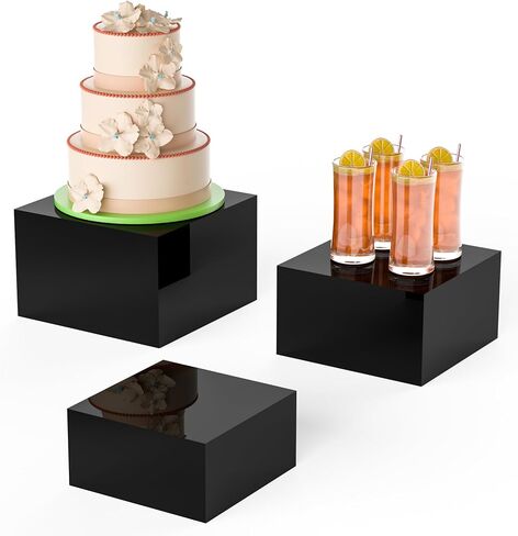 Acrylic Dessert Stand,Buffet Risers, Food Risers, Multi-Purpose Cake Stand for Parties, Weddings, Birthdays, Catering, Jewelry, and Collectibles Acrylic Cube Boxes Display Nesting Risers with Hollow Bottoms (White, 6"x7"x8") in Saudi Arabia