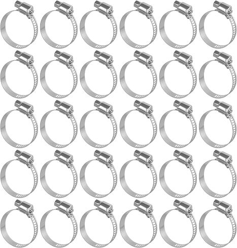 201 Stainless Steel Hose Clamp Assortment Kit, 30PCS Adjustable 1/4''- 1-1/2'' (21-38mm) Worm Gear Metal Fuel Line Clamp for Plumbing, Automotive And Mechanical Applications in Kuwait