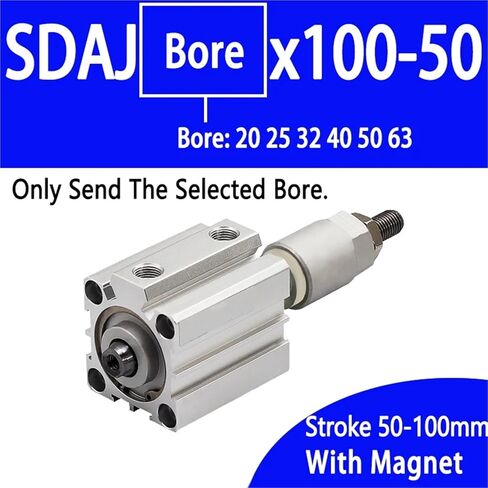 1PCS SDAJ20/25/32/40/50/63 مم تجويف أدوات مكبس مزدوجة القائم بأعمال سبيكة الألومنيوم قابلة للتعديل قابلة للتعديل للهواء الهوائي الرقيق (بدون مغناطيس 20-20 ، تجويف 63 مم) in Kuwait