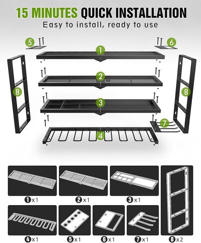 MAXIFFE 4 Layer Power Tool Organizer, 9 Drill Holder Heavy Duty Metal Wall Mount Cordless Tool Organizers and Storage Rack Holder for Garage Workshop Pegboard, Gifts for Men, Black, 32 inch in Saudi Arabia