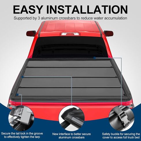 تغطية Tri-Fold Tonneau Hard Tri-Fold Fits 2020-2025 Chevy Silverado/GMC Sierra 2500 HD 3500 HD مع 6.9ft (82.2in) سرير شاحنة مع خلع خلفي متعدد الإحساس | في الأعلى | in Kuwait
