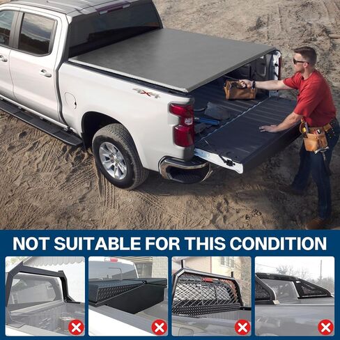 تغطية Tri-Fold Tonneau Hard Tri-Fold Fits 2020-2025 Chevy Silverado/GMC Sierra 2500 HD 3500 HD مع 6.9ft (82.2in) سرير شاحنة مع خلع خلفي متعدد الإحساس | في الأعلى | in Kuwait