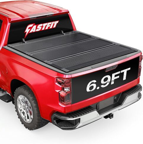 تغطية Tri-Fold Tonneau Hard Tri-Fold Fits 2020-2025 Chevy Silverado/GMC Sierra 2500 HD 3500 HD مع 6.9ft (82.2in) سرير شاحنة مع خلع خلفي متعدد الإحساس | في الأعلى | in Kuwait