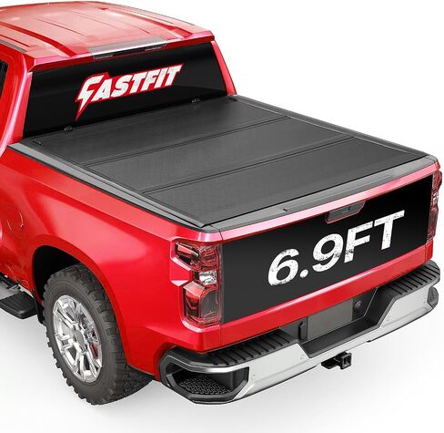 تغطية Tri-Fold Tonneau Hard Tri-Fold Fits 2020-2025 Chevy Silverado/GMC Sierra 2500 HD 3500 HD مع 6.9ft (82.2in) سرير شاحنة مع خلع خلفي متعدد الإحساس | في الأعلى | in Kuwait
