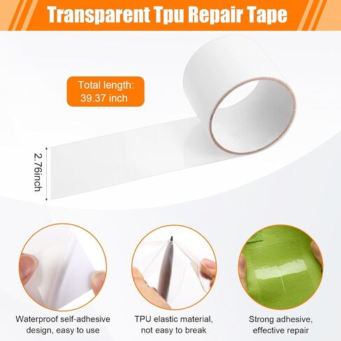 Inflatable Boat Repair Kit Pool Liner Patch Kit Include 6 Pcs and 3 Roll PVC Patch, 1 Clear TPU Repair Tape, 2 x 30 ml Glue, 1 Maintenance Barrel for Air Mattress Tent Swimming Ring Raft in Saudi Arabia