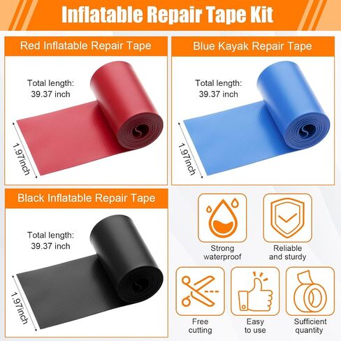 Inflatable Boat Repair Kit Pool Liner Patch Kit Include 6 Pcs and 3 Roll PVC Patch, 1 Clear TPU Repair Tape, 2 x 30 ml Glue, 1 Maintenance Barrel for Air Mattress Tent Swimming Ring Raft in Saudi Arabia