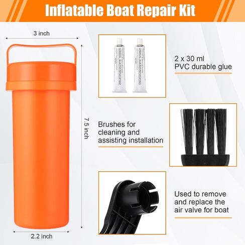 Inflatable Boat Repair Kit Pool Liner Patch Kit Include 6 Pcs and 3 Roll PVC Patch, 1 Clear TPU Repair Tape, 2 x 30 ml Glue, 1 Maintenance Barrel for Air Mattress Tent Swimming Ring Raft in Saudi Arabia