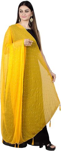 Chandrakala Chiffon DuPatta for Women ، شال وشاح Wrap Chunni ، (D191-P) (Teal Blue) in Saudi Arabia