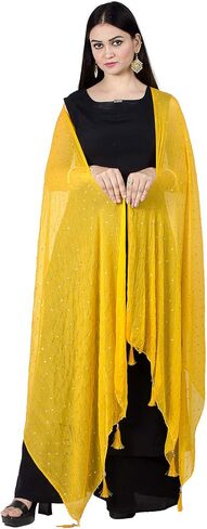 Chandrakala Chiffon DuPatta for Women ، شال وشاح Wrap Chunni ، (D191-P) (Teal Blue) in Saudi Arabia