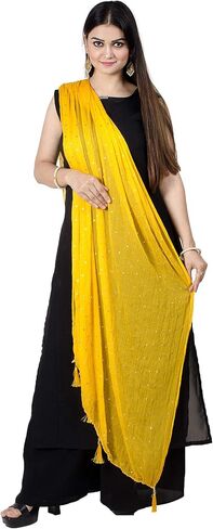 Chandrakala Chiffon DuPatta for Women ، شال وشاح Wrap Chunni ، (D191-P) (Teal Blue) in Saudi Arabia