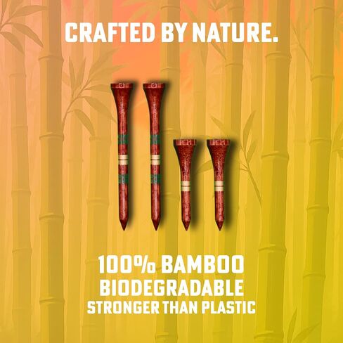 Palm Drive Golf Bamboo Wooden Golf Tees 2 3/4 و 1 5/8 بوصة-Tees الطويل والقصيرة للجولف للسائقين ، الحديد والهجينة-الخشب الصديق للبيئة-80 حزمة in Saudi Arabia