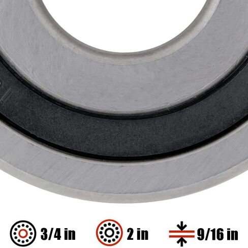 1638-2RS - Premium Deep Groove Radial Ball Bearing 3/4 in x 2 in x 9/16 in (ID x OD x Width) | 19.05 mm x 50.8 mm x 14.288 mm (ID x OD x Width) with Double Rubber Seal - 2-Pack in Saudi Arabia