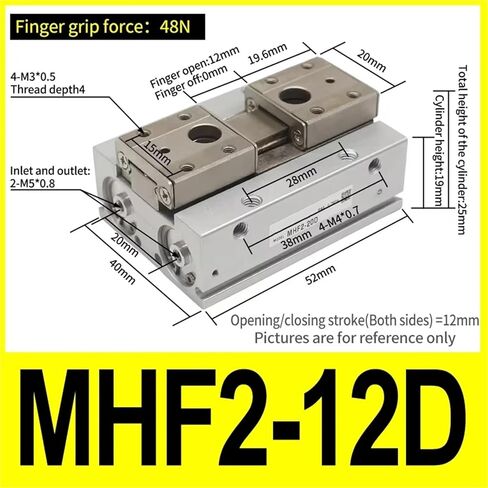 1pcs MHF2-8D MHF2-10D MHF2-12D MHF2-16D MHF2-20D Low Profile Air Parallel Gripper Force Pneumatic Cylinder Gripper Piston(MHF2-8D1) in Kuwait