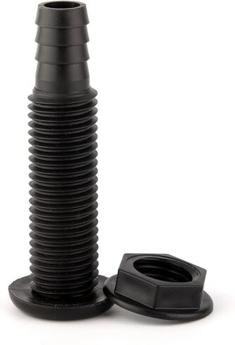T-H Marine 3/4 Inch Extended 4.5" Black Plastic Thru-Hull Fittings - Durable Marine Hose Connector for Boats, UV Stabilized & OEM Trusted in Saudi Arabia