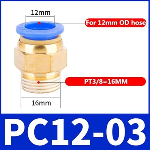 PC Air Pneumatic Fitting Quick Connector 4-m5 4-M6 4mm 6mm 8mm 10mm 12mm Male Thread 1/4 1/2 1/8 3/8 Compressed Hose Tube Pipe(12-03) in Kuwait