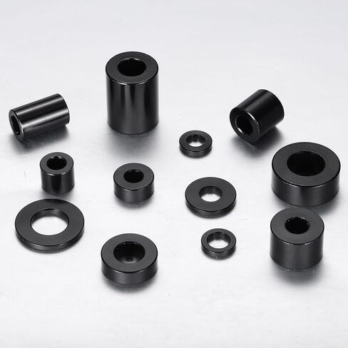 Patikil 10pcs M5 فواصل الألومنيوم ، 3/16 "ID x 3/8" فاصل Round Round Round ، فواصل معدنية غير مخزنة للمسامير البراغي 3/16 "M5 ، الأسود 1/2" in Saudi Arabia