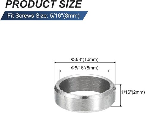 UXCELL 5 PCS فواصل الفولاذ المقاوم للصدأ ، 8 مم معرف × 12 مم OD X 40MML 304 من الفولاذ المقاوم للصدأ الفولاشي المسمار فاصل مستدير غير مؤثر لمدة 5/16 "أو مسامير M8 براغي in Saudi Arabia