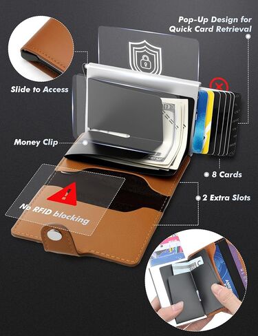 Wallet for Men Wallet with Slim Pop Up Card Holder 9-13 Cards, Bifold Minimalist Smart Wallet RFID Blocking Credit Card Holder Compact Metal Aluminum Card Case in Kuwait