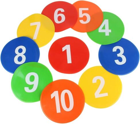 10 Pcs Football Training Discs Flat Disc Markers for Football and Tennis - Numbered Discs (1-10) - Versatile Training Equipment in Saudi Arabia