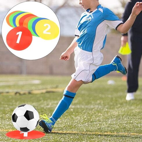 10 Pcs Football Training Discs Flat Disc Markers for Football and Tennis - Numbered Discs (1-10) - Versatile Training Equipment in Saudi Arabia