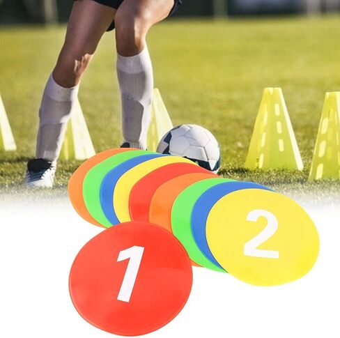 10 Pcs Football Training Discs Flat Disc Markers for Football and Tennis - Numbered Discs (1-10) - Versatile Training Equipment in Saudi Arabia