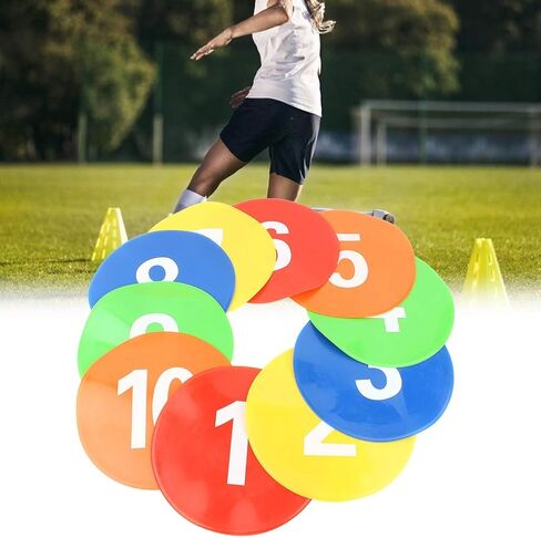 10 Pcs Football Training Discs Flat Disc Markers for Football and Tennis - Numbered Discs (1-10) - Versatile Training Equipment in Saudi Arabia