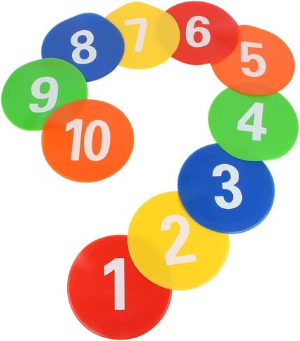 10 Pcs Football Training Discs Flat Disc Markers for Football and Tennis - Numbered Discs (1-10) - Versatile Training Equipment in Saudi Arabia