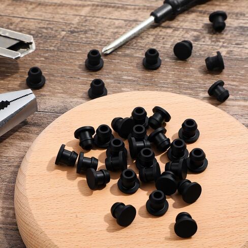 30 pcs مقابس ثقب السيليكون ، سوداء ثقب مستدير الأسود مدبب بالماء 6 مم/0.24 بوصة قطرها في مقابس ثقب القفل لمطبخ الحاجز المطبخ مقاوم للماء in Saudi Arabia