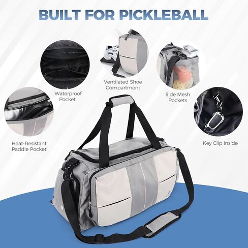 ZUMWORGION® Pickleball Bag for Men & Women – 40L Duffle Bag with Thermal Paddle Pocket, Shoe Compartment, Fence Hooks, Mesh Ball Holders – Water-Resistant Pickle Ball Bag for Travel, Gym, Tournaments in Saudi Arabia
